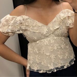 Floral lace off shoulder top